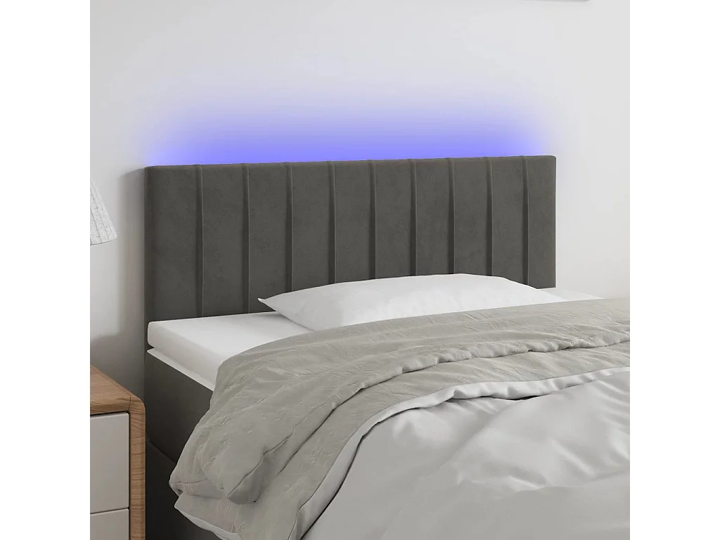 Hoofdbord | Hoofdeinde LED 100x5x78/88 cm fluweel donkergrijs