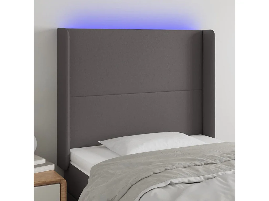 Hoofdbord | Hoofdeinde LED 93x16x118/128 cm kunstleer grijs