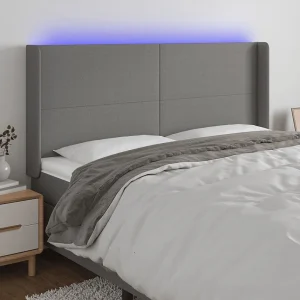 Hoofdbord | Hoofdeinde LED 163x16x118/128 cm stof donkergrijs Hoofdbord | Hoofdeinde LED 163x16x118/128 cm stof donkergrijs