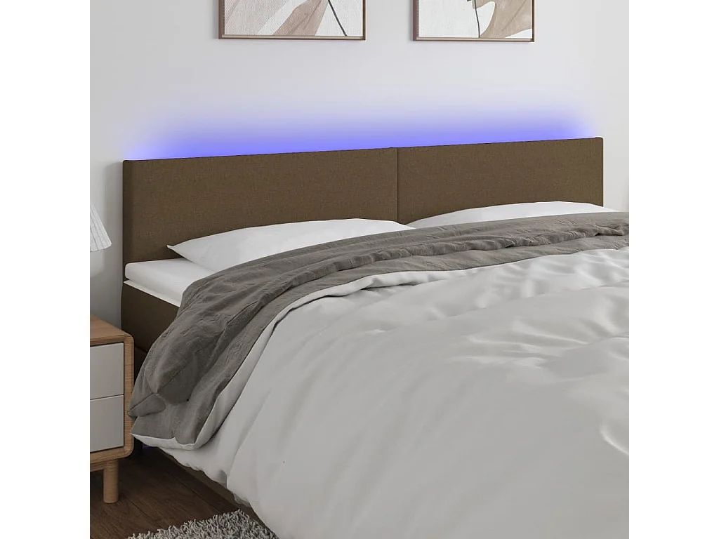 Hoofdbord | Hoofdeinde LED 180x5x78/88 cm stof donkerbruin