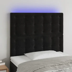 Hoofdbord | Hoofdeinde LED 90x5x118/128 cm fluweel zwart