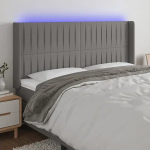 Hoofdbord | Hoofdeinde LED 183x16x118/128 cm stof donkergrijs Hoofdbord | Hoofdeinde LED 183x16x118/128 cm stof donkergrijs