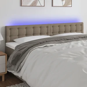 Hoofdbord | Hoofdeinde LED 180x5x78/88 cm stof taupe