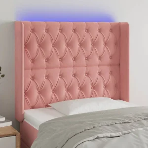 Hoofdbord | Hoofdeinde LED 103x16x118/128 cm fluweel roze Hoofdbord | Hoofdeinde LED 103x16x118/128 cm fluweel roze