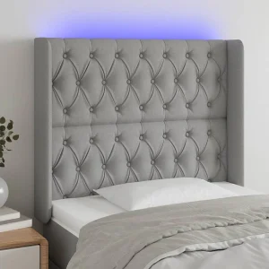 Hoofdbord | Hoofdeinde LED 103x16x118/128 cm stof lichtgrijs Hoofdbord | Hoofdeinde LED 103x16x118/128 cm stof lichtgrijs