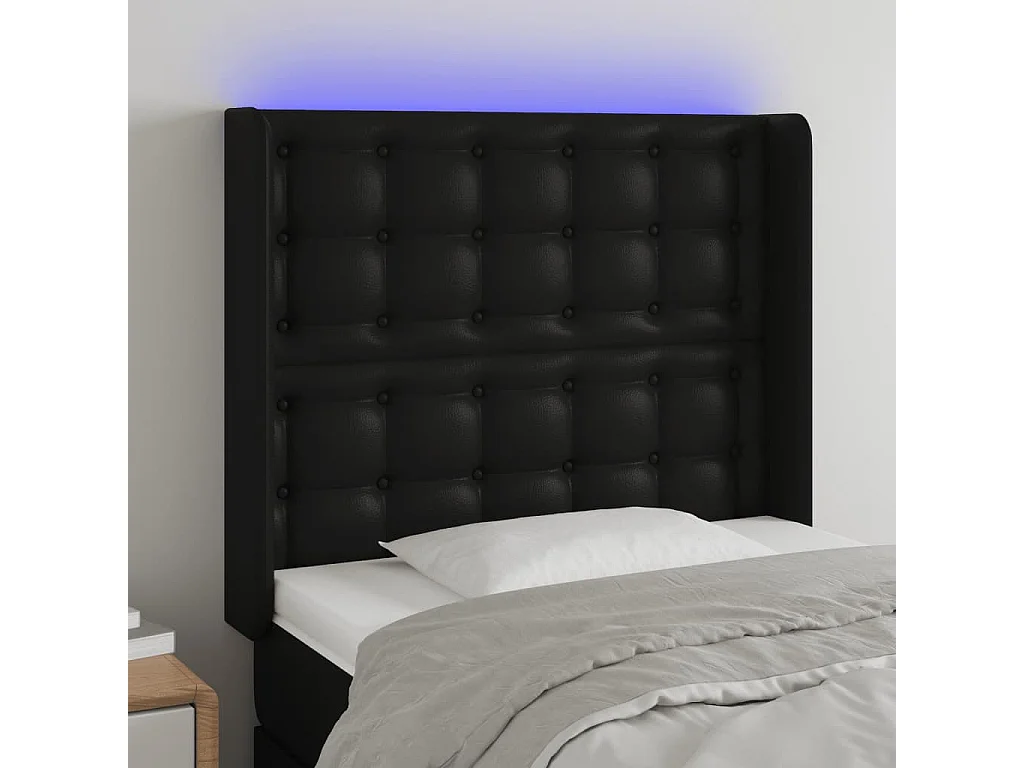 Hoofdbord | Hoofdeinde LED 93x16x118/128 cm kunstleer zwart