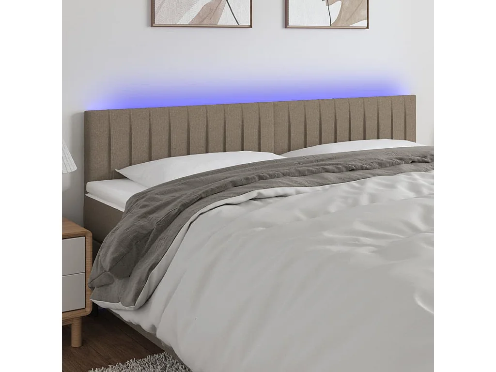 Hoofdbord | Hoofdeinde LED 160x5x78/88 cm stof taupe
