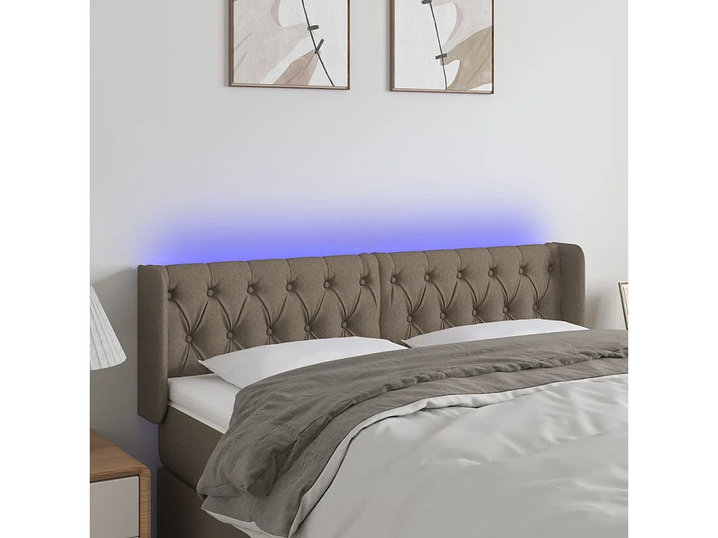 Hoofdbord | Hoofdeinde LED 163x16x78/88 cm stof taupe