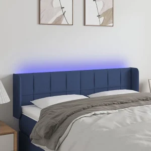 Hoofdbord | Hoofdeinde LED 147x16x78/88 cm stof blauw Hoofdbord | Hoofdeinde LED 147x16x78/88 cm stof blauw