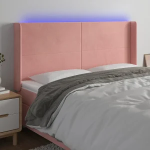 Hoofdbord | Hoofdeinde LED 163x16x118/128 cm fluweel roze Hoofdbord | Hoofdeinde LED 163x16x118/128 cm fluweel roze