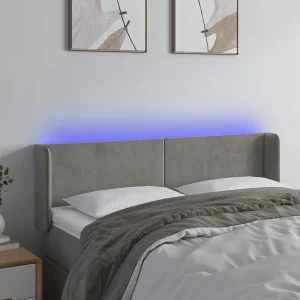Hoofdbord | Hoofdeinde LED 147x16x78/88 cm fluweel lichtgrijs