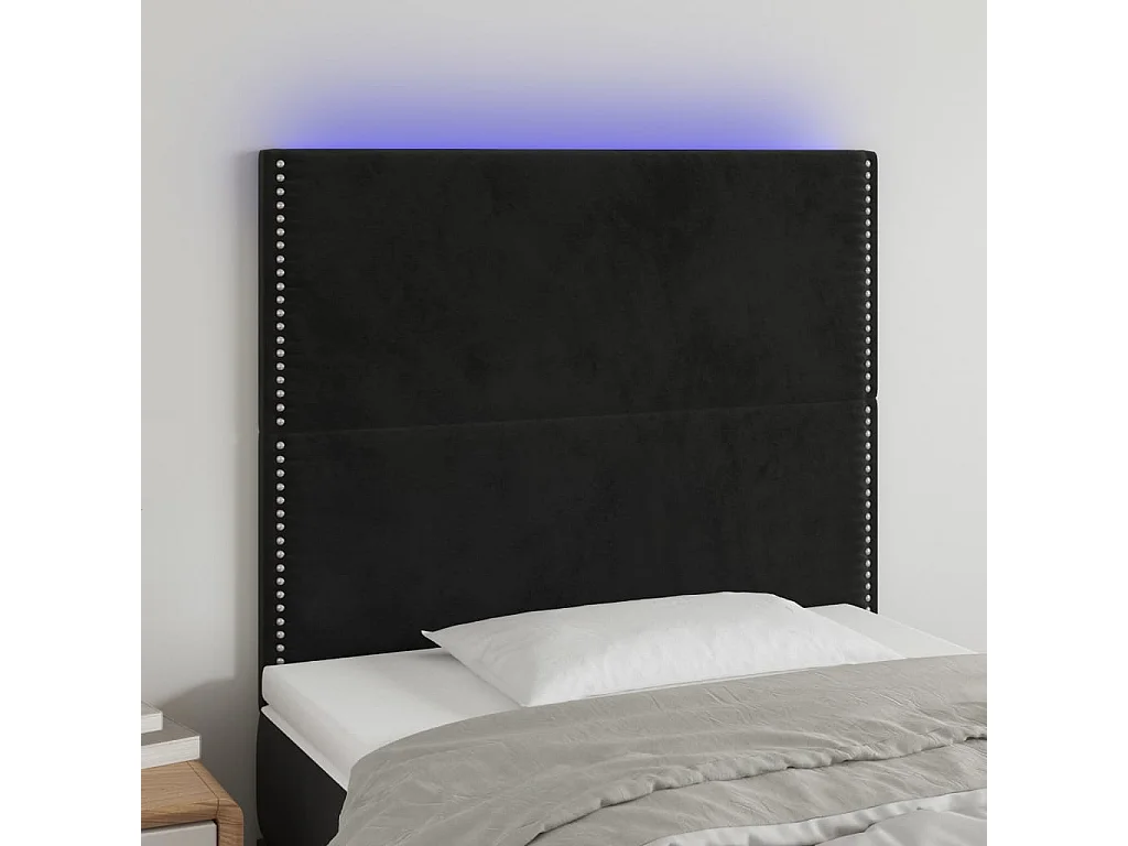 Hoofdbord | Hoofdeinde LED 90x5x118/128 cm fluweel zwart