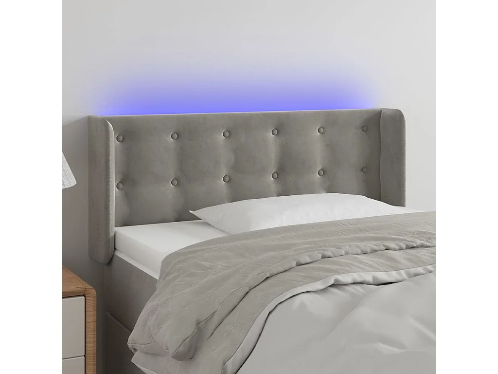 Hoofdbord | Hoofdeinde LED 83x16x78/88 cm fluweel lichtgrijs