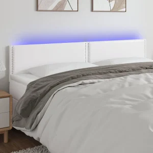Hoofdbord | Hoofdeinde LED 200x5x78/88 cm kunstleer wit Hoofdbord | Hoofdeinde LED 200x5x78/88 cm kunstleer wit