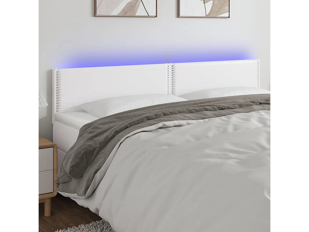 Hoofdbord | Hoofdeinde LED 200x5x78/88 cm kunstleer wit