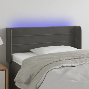 Hoofdbord | Hoofdeinde LED 103x16x78/88 cm fluweel donkergrijs Hoofdbord | Hoofdeinde LED 103x16x78/88 cm fluweel donkergrijs