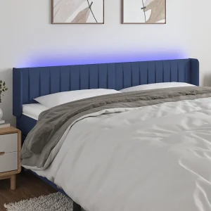 Hoofdbord | Hoofdeinde LED 203x16x78/88 cm stof blauw