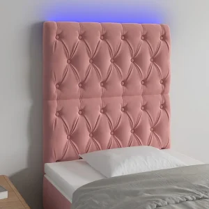 Hoofdbord | Hoofdeinde LED 80x7x118/128 cm fluweel roze Hoofdbord | Hoofdeinde LED 80x7x118/128 cm fluweel roze