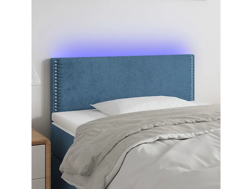 Hoofdbord | Hoofdeinde LED 100x5x78/88 cm fluweel donkerblauw