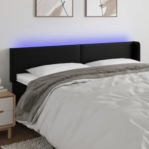 Hoofdbord | Hoofdeinde LED 163x16x78/88 cm kunstleer zwart Hoofdbord | Hoofdeinde LED 163x16x78/88 cm kunstleer zwart