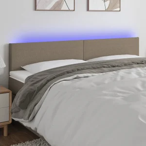 Hoofdbord | Hoofdeinde LED 200x5x78/88 cm stof taupe Hoofdbord | Hoofdeinde LED 200x5x78/88 cm stof taupe