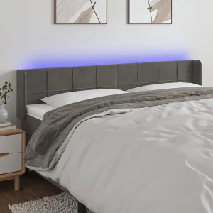 Hoofdbord | Hoofdeinde LED 163x16x78/88 cm fluweel donkergrijs Hoofdbord | Hoofdeinde LED 163x16x78/88 cm fluweel donkergrijs
