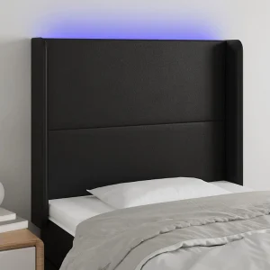 Hoofdbord | Hoofdeinde LED 83x16x118/128 cm kunstleer zwart Hoofdbord | Hoofdeinde LED 83x16x118/128 cm kunstleer zwart