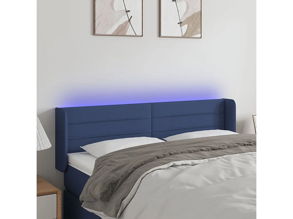 Hoofdbord | Hoofdeinde LED 147x16x78/88 cm stof blauw