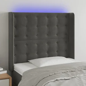 Hoofdbord | Hoofdeinde LED 83x16x118/128 cm fluweel donkergrijs Hoofdbord | Hoofdeinde LED 83x16x118/128 cm fluweel donkergrijs