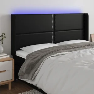 Hoofdbord | Hoofdeinde LED 183x16x118/128 cm kunstleer zwart