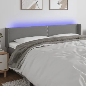 Hoofdbord | Hoofdeinde LED 183x16x78/88 cm stof donkergrijs Hoofdbord | Hoofdeinde LED 183x16x78/88 cm stof donkergrijs