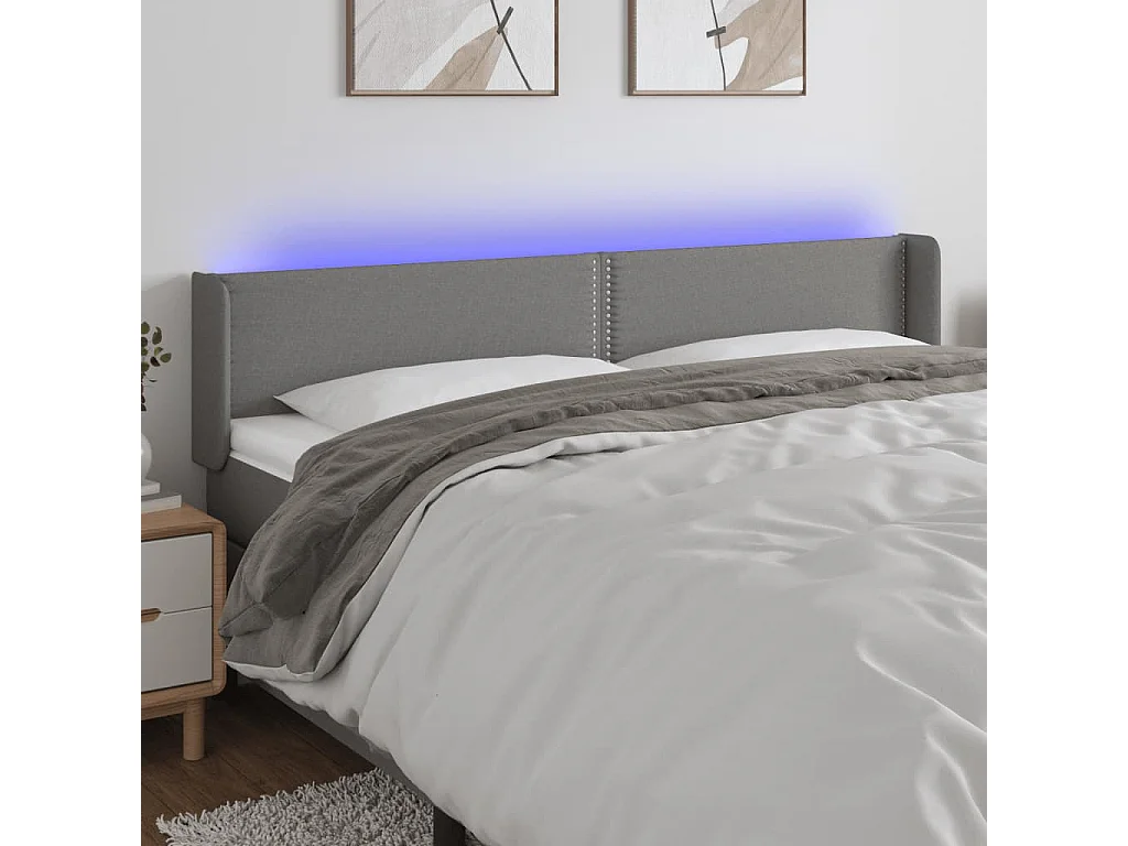 Hoofdbord | Hoofdeinde LED 183x16x78/88 cm stof donkergrijs
