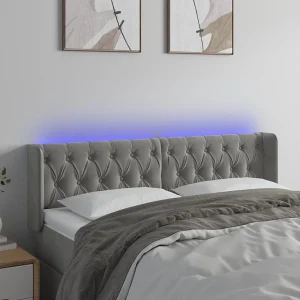 Hoofdbord | Hoofdeinde LED 163x16x78/88 cm fluweel lichtgrijs Hoofdbord | Hoofdeinde LED 163x16x78/88 cm fluweel lichtgrijs