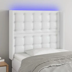 Hoofdbord | Hoofdeinde LED 103x16x118/128 cm kunstleer wit Hoofdbord | Hoofdeinde LED 103x16x118/128 cm kunstleer wit