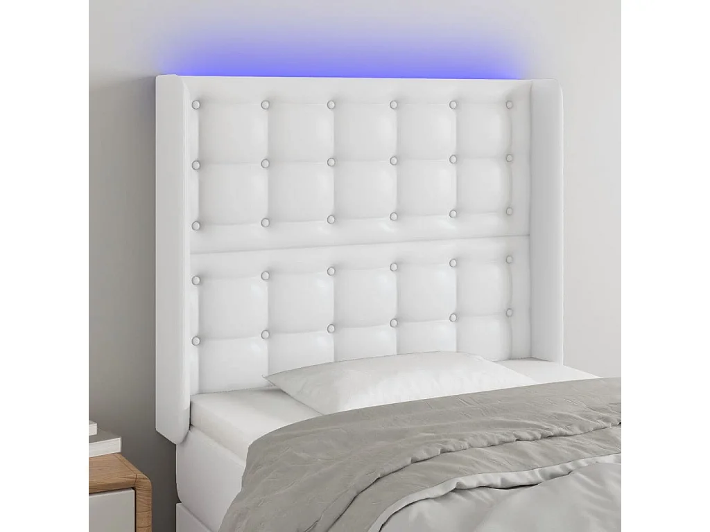 Hoofdbord | Hoofdeinde LED 103x16x118/128 cm kunstleer wit