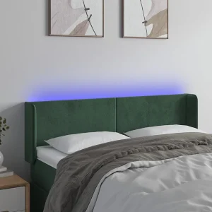 Hoofdbord | Hoofdeinde LED 147x16x78/88 cm fluweel donkergroen