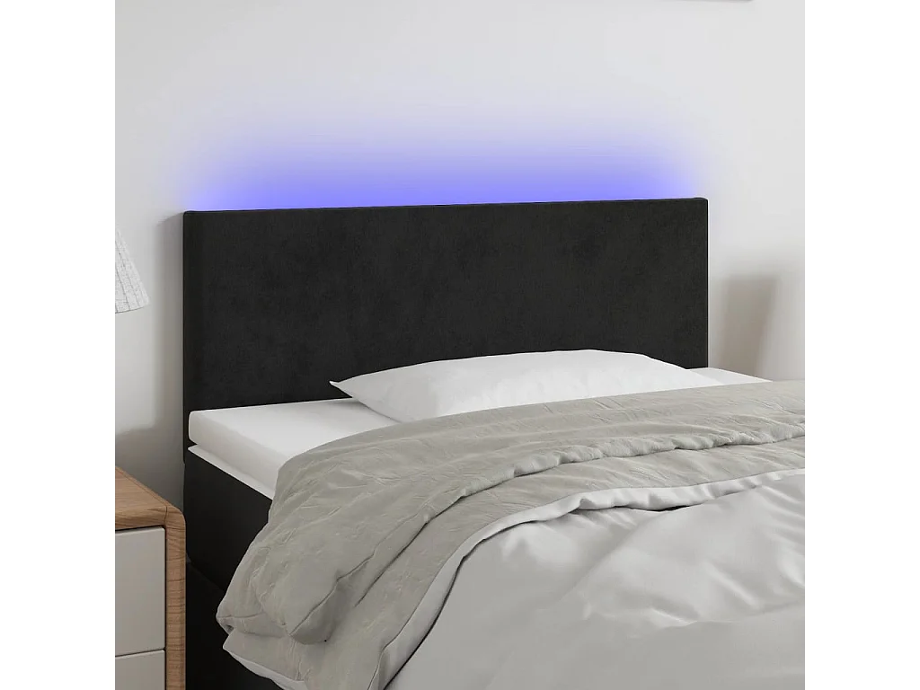 Hoofdbord | Hoofdeinde LED 80x5x78/88 cm fluweel zwart