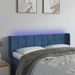 Hoofdbord | Hoofdeinde LED 147x16x78/88 cm fluweel donkerblauw