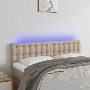 Hoofdbord | Hoofdeinde LED 144x5x78/88 cm kunstleer cappuccinokleurig
