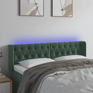 Hoofdbord | Hoofdeinde LED 147x16x78/88 cm fluweel donkergroen