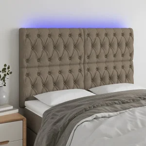 Hoofdbord | Hoofdeinde LED 144x7x118/128 cm stof taupe