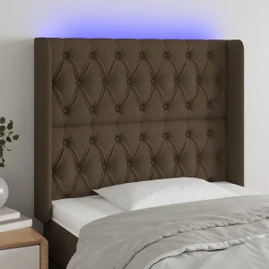 Hoofdbord | Hoofdeinde LED 103x16x118/128 cm stof donkerbruin Hoofdbord | Hoofdeinde LED 103x16x118/128 cm stof donkerbruin