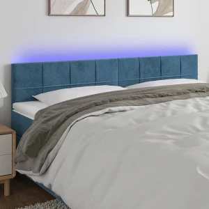 Hoofdbord | Hoofdeinde LED 160x5x78/88 cm fluweel donkerblauw Hoofdbord | Hoofdeinde LED 160x5x78/88 cm fluweel donkerblauw