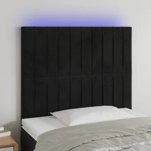Hoofdbord | Hoofdeinde LED 100x5x118/128 cm fluweel zwart Hoofdbord | Hoofdeinde LED 100x5x118/128 cm fluweel zwart