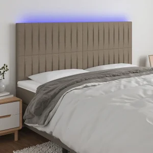 Hoofdbord | Hoofdeinde LED 160x5x118/128 cm stof taupe Hoofdbord | Hoofdeinde LED 160x5x118/128 cm stof taupe
