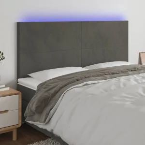 Hoofdbord | Hoofdeinde LED 180x5x118/128 cm fluweel donkergrijs Hoofdbord | Hoofdeinde LED 180x5x118/128 cm fluweel donkergrijs