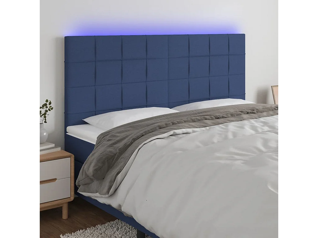 Hoofdbord | Hoofdeinde LED 200x5x118/128 cm stof blauw
