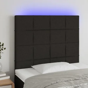 Hoofdbord | Hoofdeinde LED 80x5x118/128 cm stof zwart