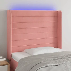 Hoofdbord | Hoofdeinde LED 83x16x118/128 cm fluweel roze Hoofdbord | Hoofdeinde LED 83x16x118/128 cm fluweel roze