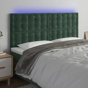 Hoofdbord | Hoofdeinde LED 160x5x118/128 cm fluweel donkergroen Hoofdbord | Hoofdeinde LED 160x5x118/128 cm fluweel donkergroen